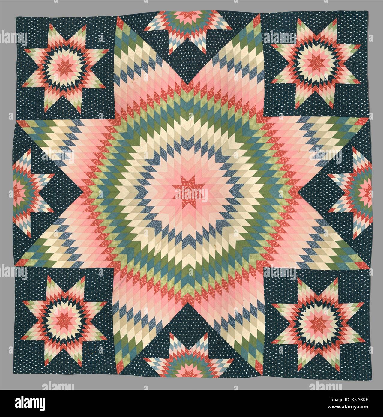Star of Bethlehem Quilt. Date: ca. 1845; Geography: Probably made in New Jersey, United States; Culture: American; Medium: Cotton; Dimensions: 104 x Stock Photo