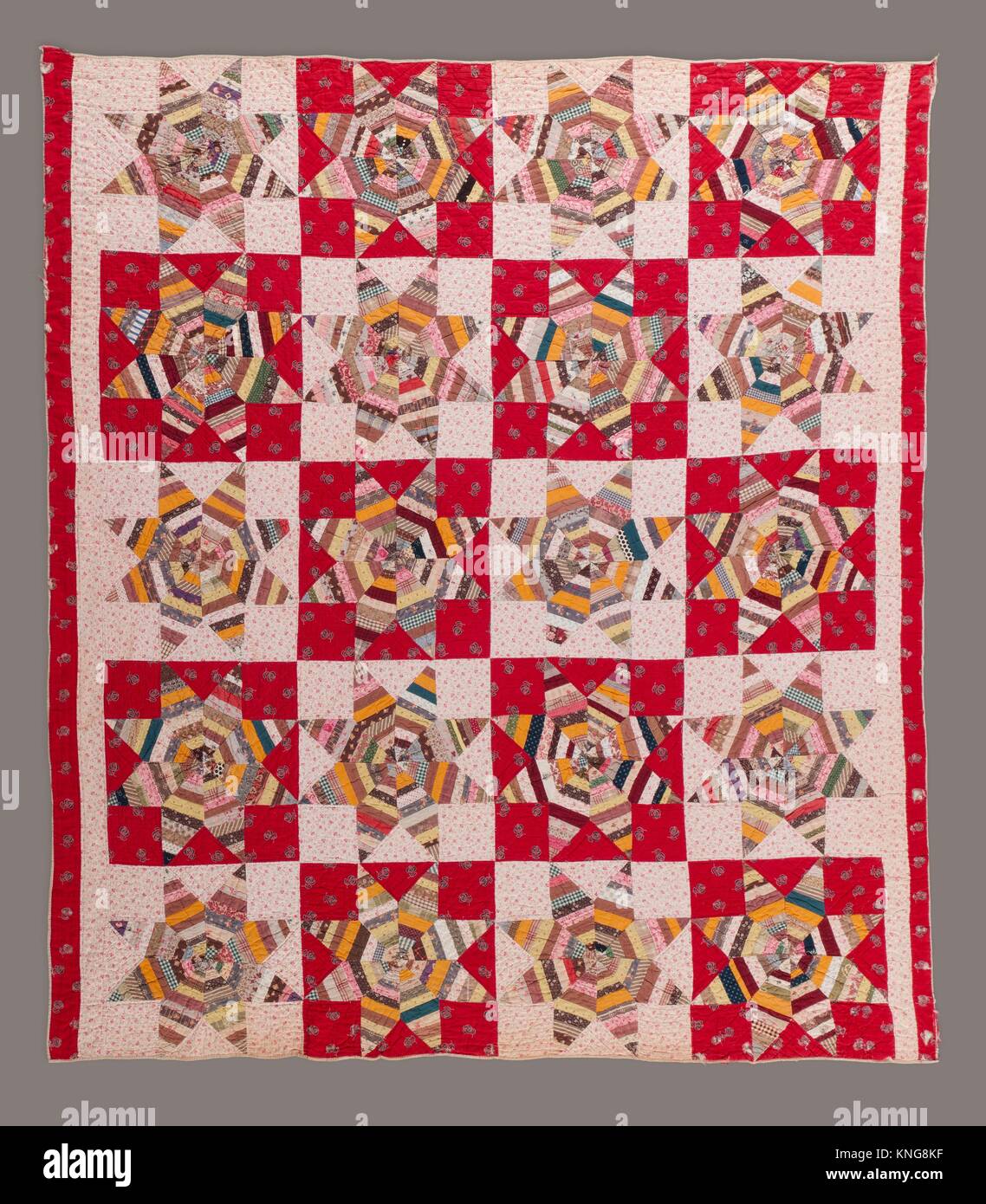 Quilt, Spiderweb pattern. Date: ca. 1870; Geography: Probably made in New Jersey, United States; Culture: American; Medium: Cotton; Dimensions: 78 Stock Photo