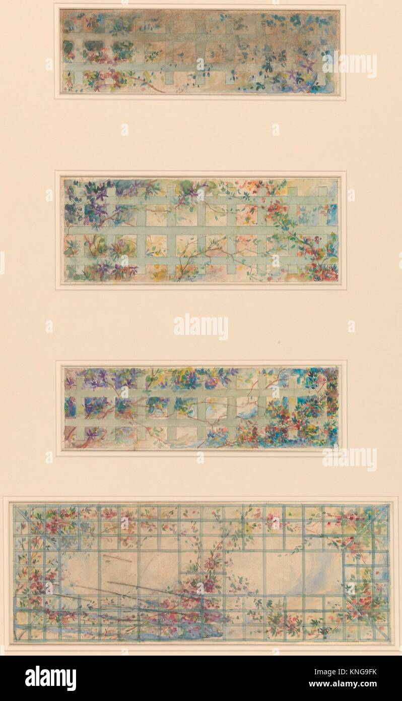 Four Designs For Glass Ceiling Panels Artist Louis Comfort
