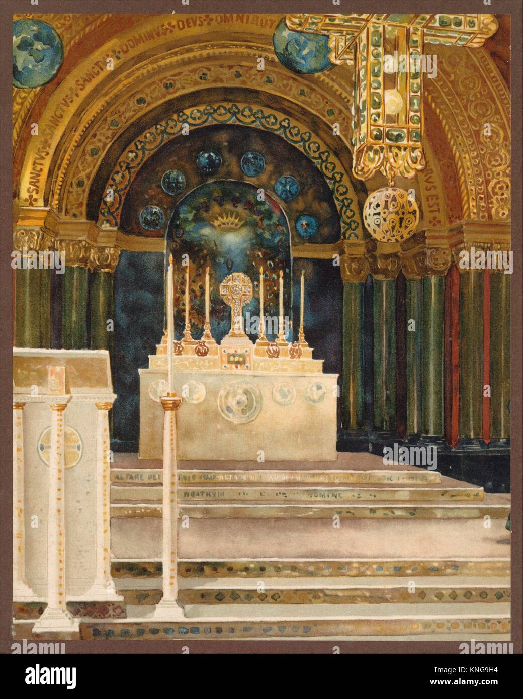 Chapel interior. Artist: Louis Comfort Tiffany (American, New York 1848-1933 New York); Maker: Tiffany Studios (1902-32); Date: late 19th-early 20th Stock Photo