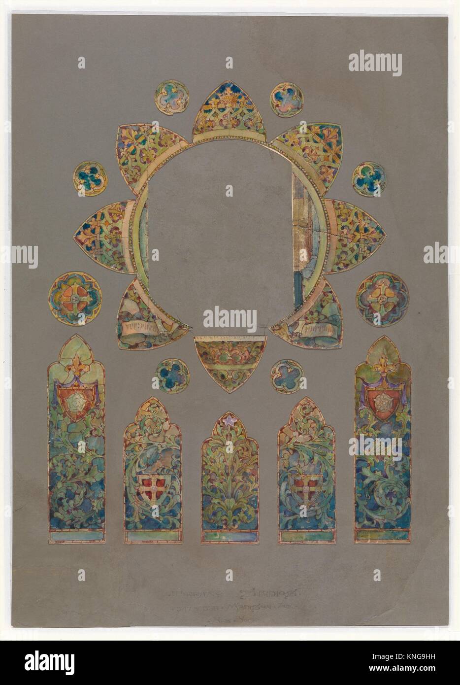 Design for a stained glass window. Artist Louis Comfort Tiffany
