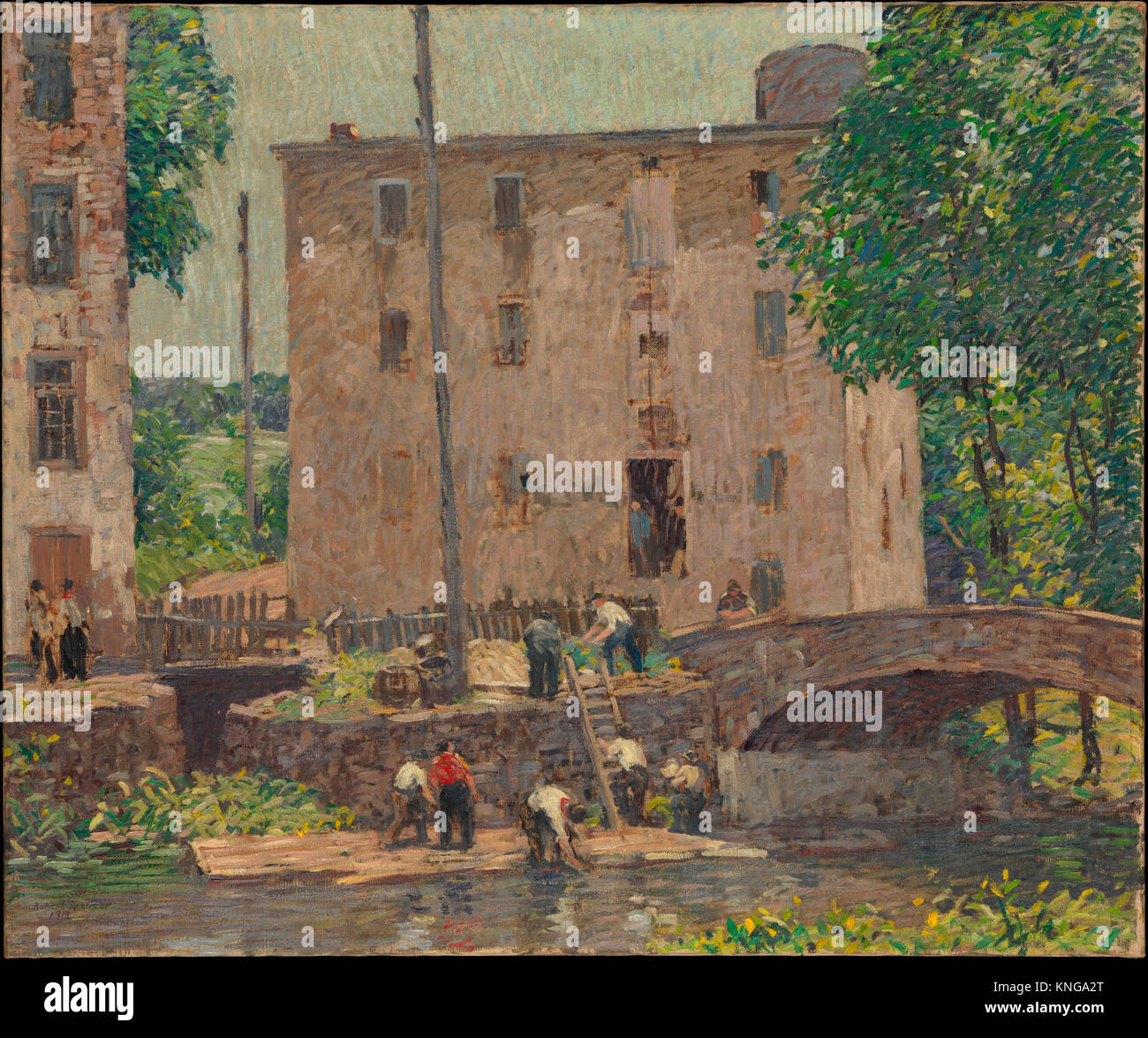 Repairing the Bridge. Artist Robert Spencer (American, Harvard