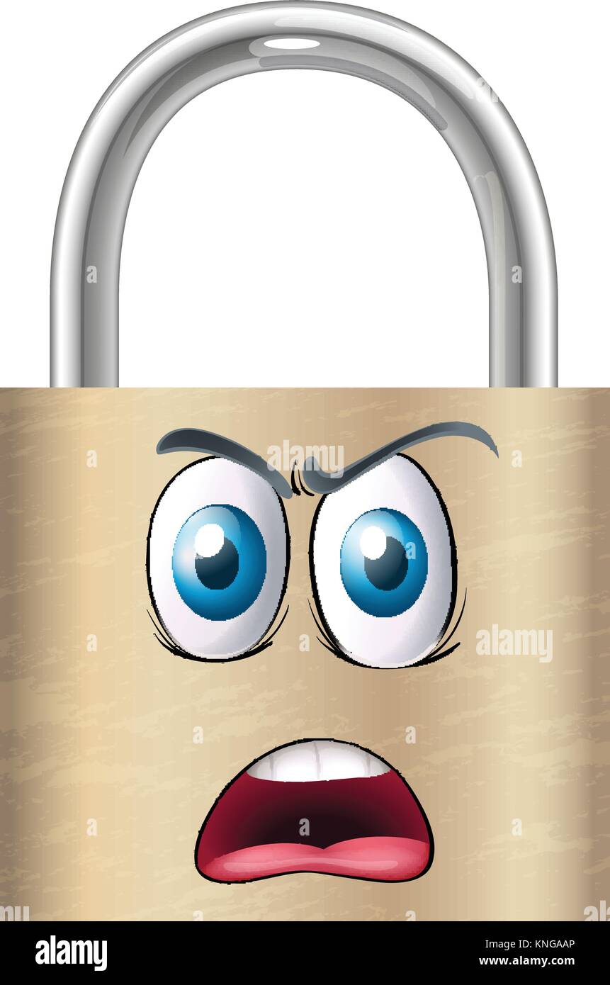 illustration of a lock with face on a white background Stock Vector