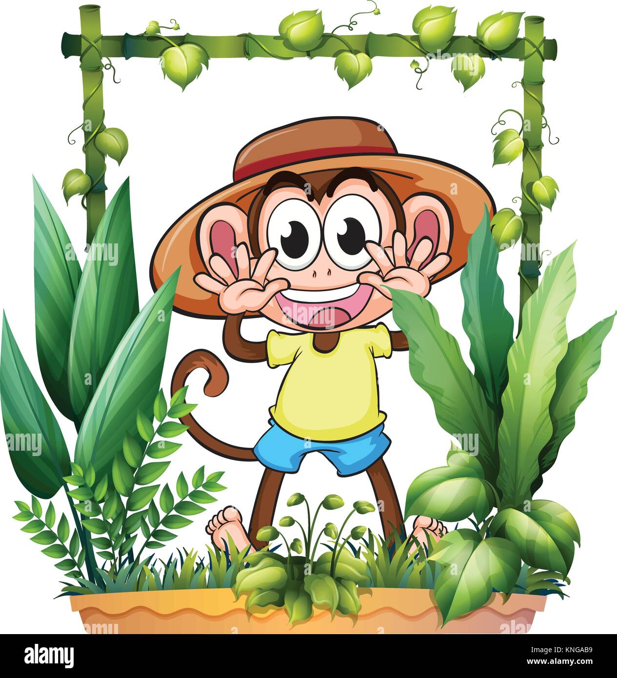 Illustration of a young and playful monkey on a white background Stock ...