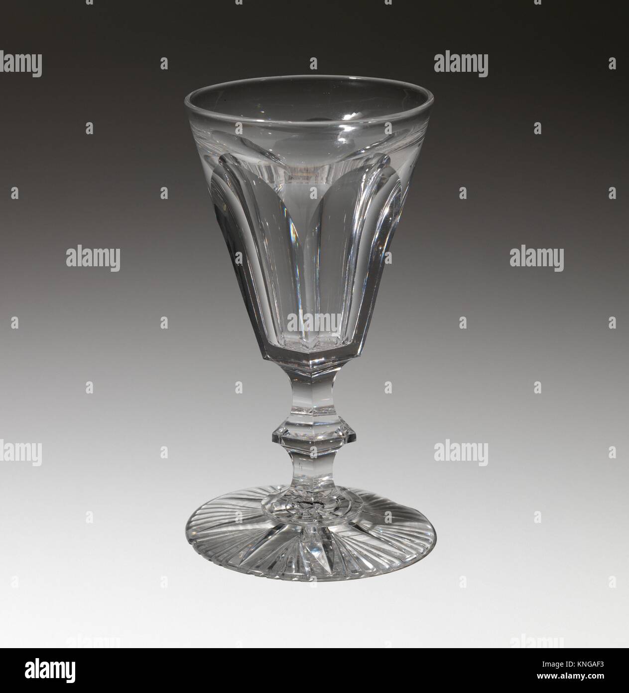 Wine glass. Manufacturer: Jersey Glass Company of George Dummer (1824-1862); Date: 1824-35; Geography: Made in Jersey City, New Jersey, United Stock Photo