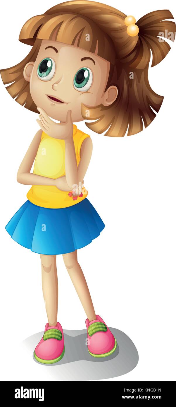 Illustration of a thinking girl on a white background Stock Vector Image &  Art - Alamy