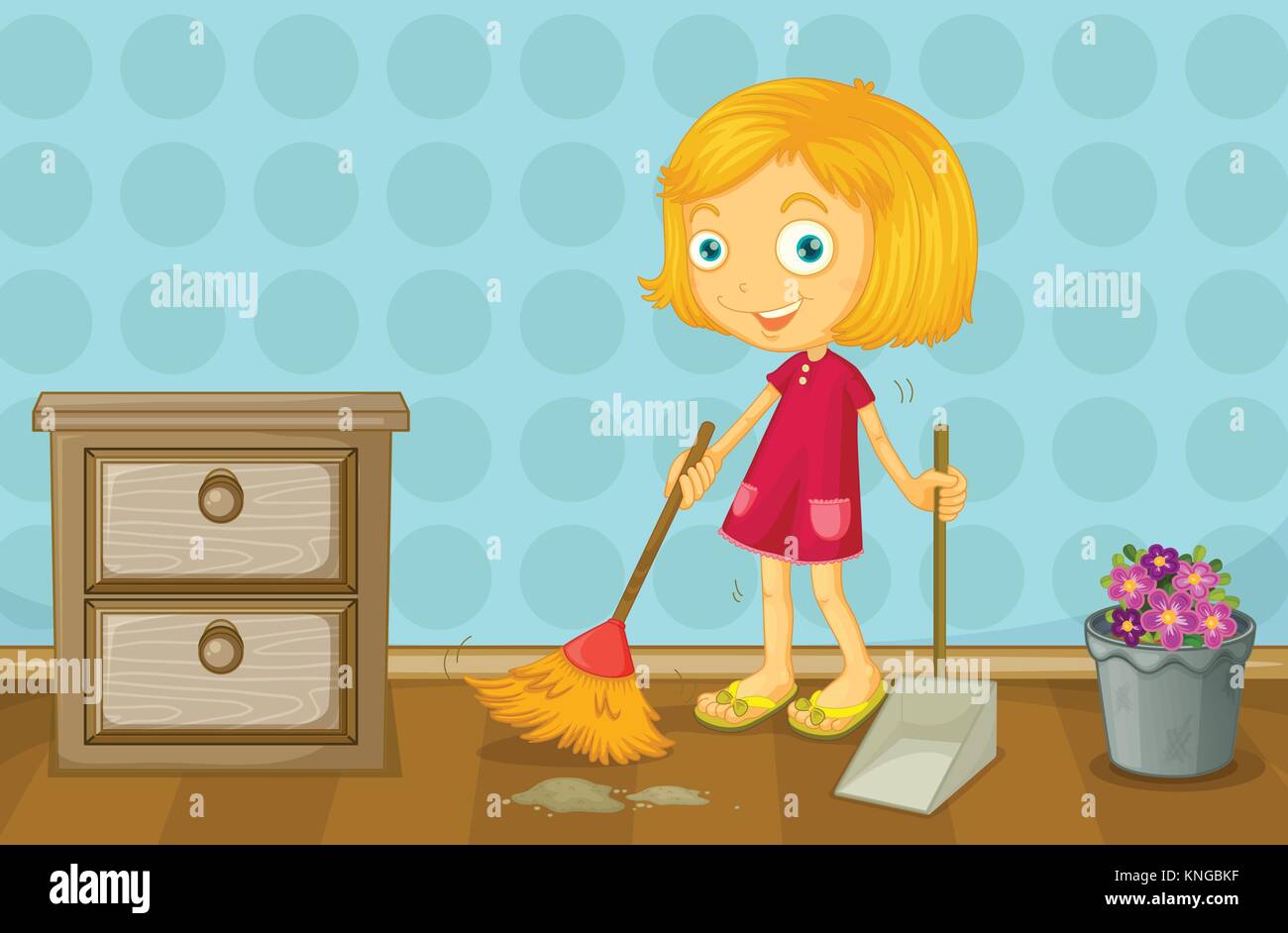 Room cleaning woman in house poster Royalty Free Vector