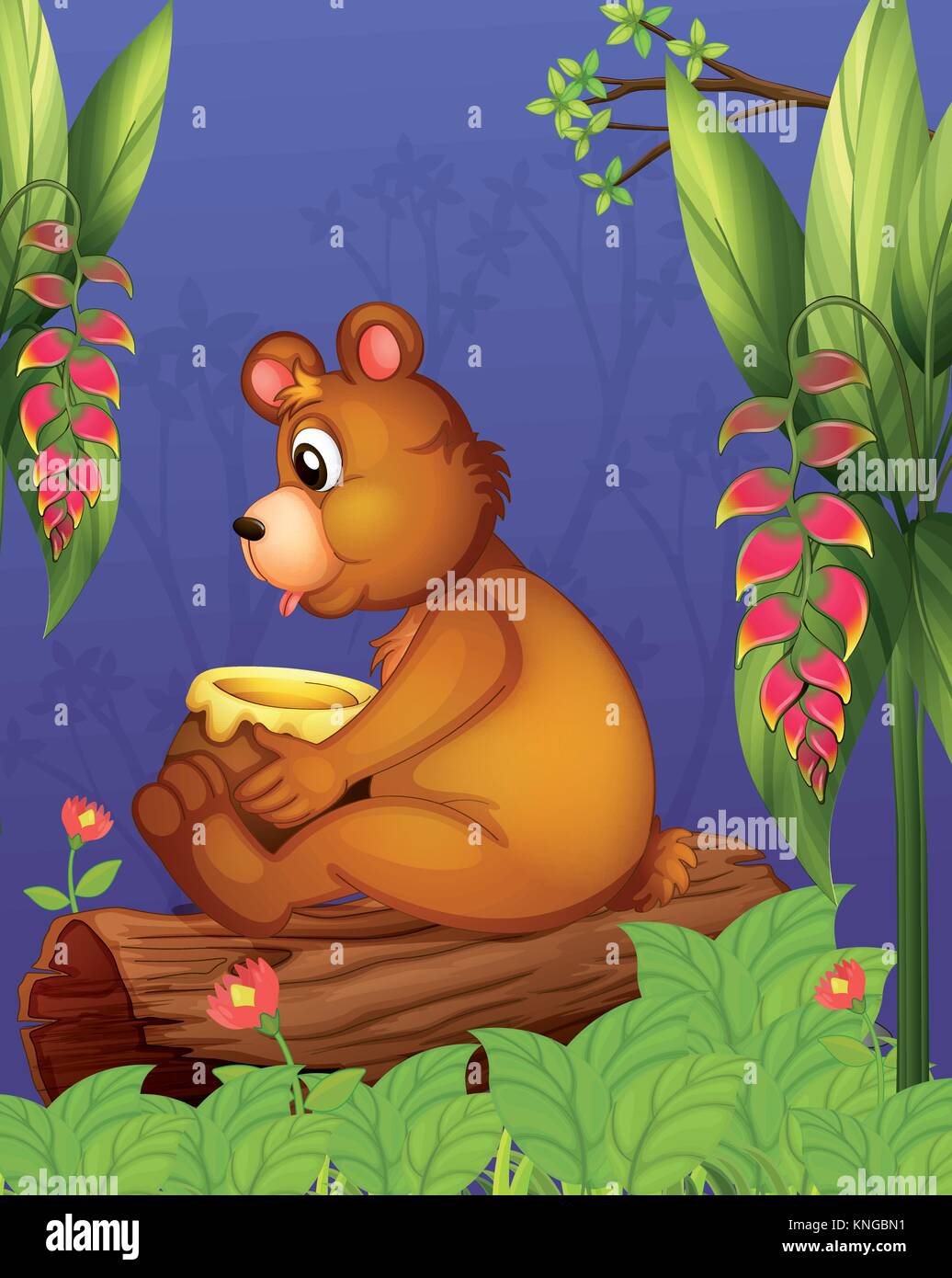 Illustration of a bear sitting in a wood Stock Vector Image & Art - Alamy