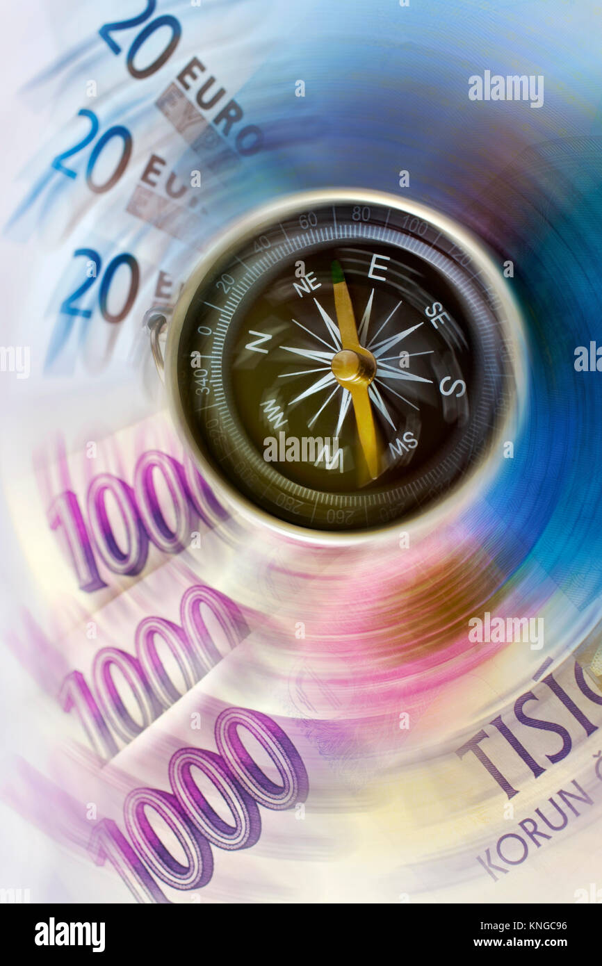 Czech Currency And EUR Compass Finance And Economy Stock Photo Alamy coins-and-banknotes-czech-currency-and-euro-with-passport-czk-czech