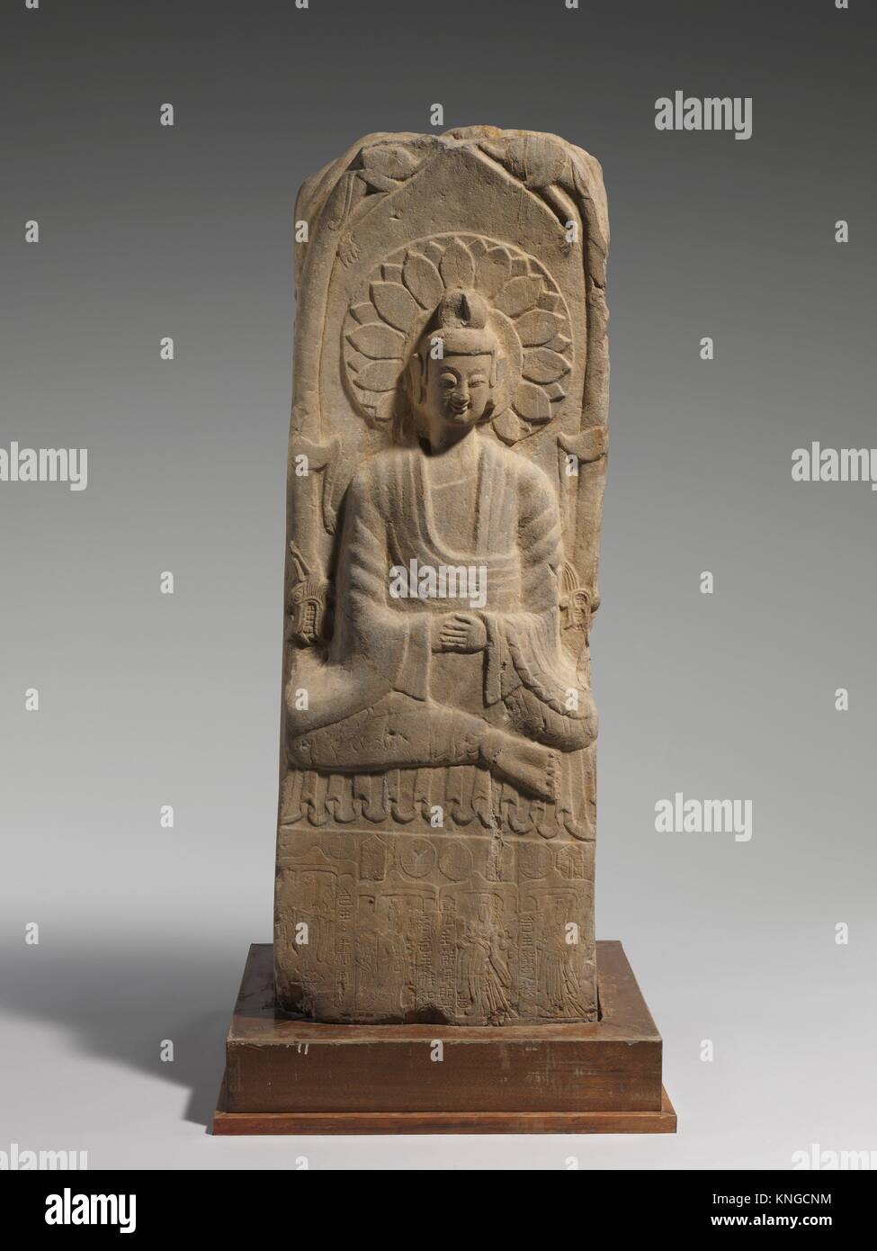 Stele with Buddha Maitreya. Period: Northern Wei dynasty (386-534); Date: dated 533; Culture: China; Medium: Limestone; Dimensions: H. 45 in. (114.3 Stock Photo