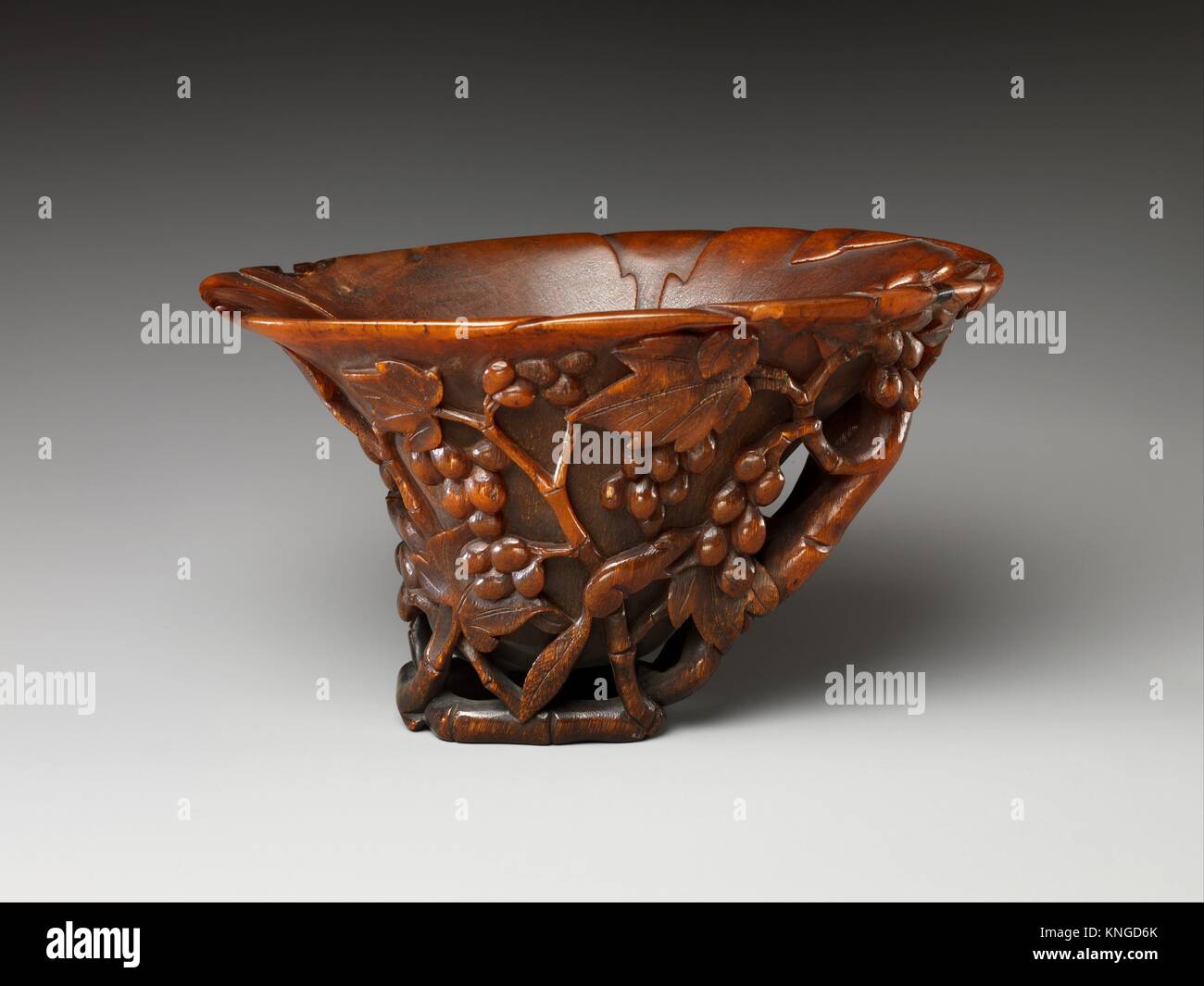 Cup with grapes. Period: Ming (1368-1644) to Qing (1644-1911) dynasty; Date: early 17th century; Culture: China; Medium: Rhinoceros horn; Dimensions: Stock Photo