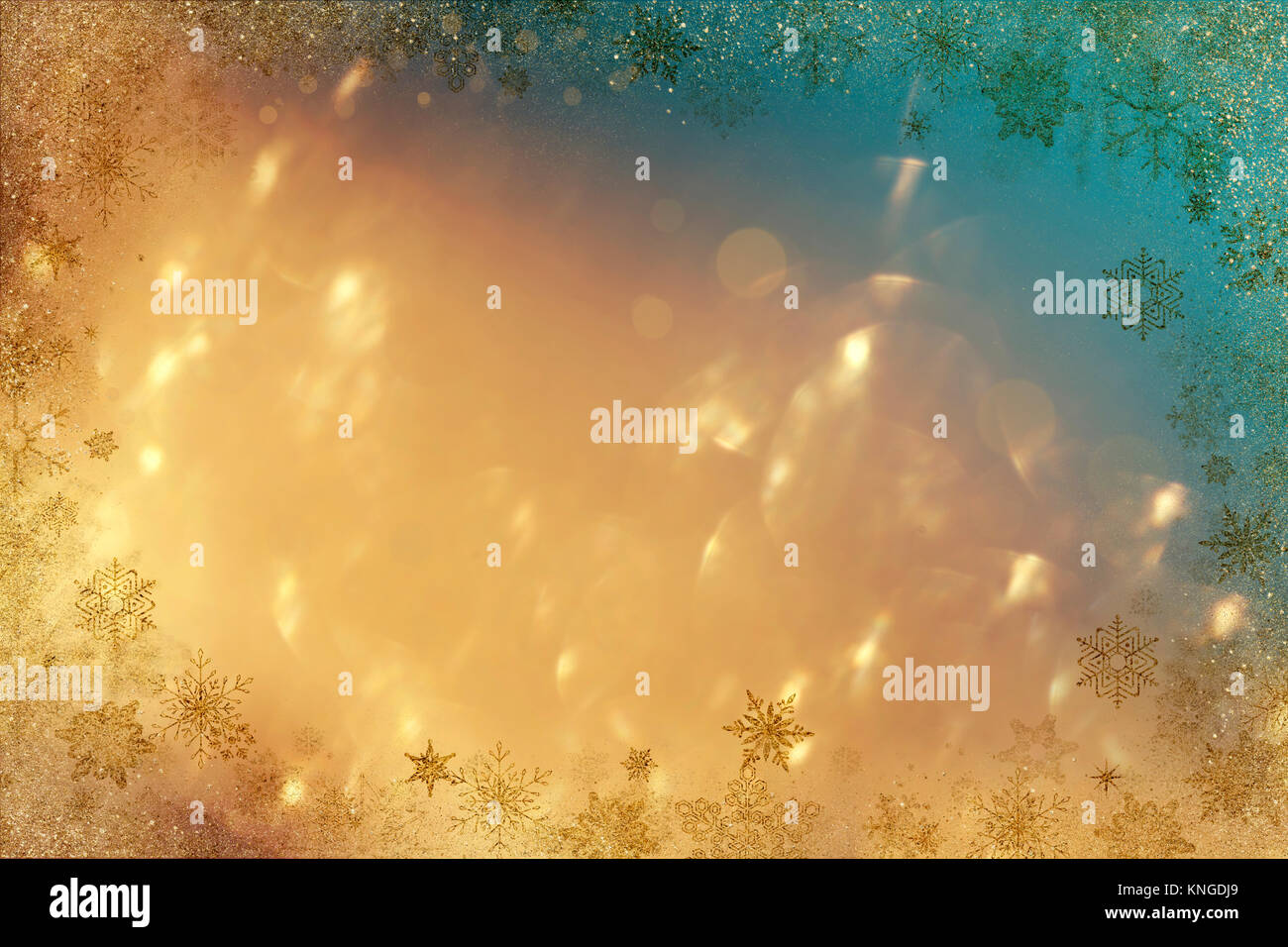 Magic golden-blue holiday abstract glitter background with blinking ...