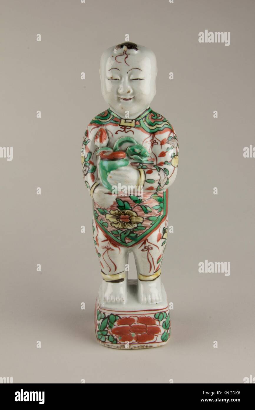 Figure of a Boy. Period: Ming dynasty (1368-1644); Culture: China; Medium: Porcelain with famille verte enamels; Dimensions: H. 10 3/4 in. (27.3 cm); Stock Photo