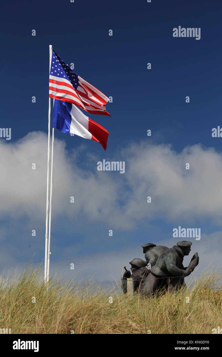 US Navy Monument, Utah Beach Museum, Sainte-Marie-du-Mont, Normandy France Stock Photo
