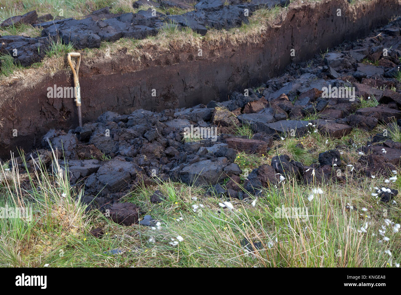 Peat dig, Loch Amhastar, Isle of Lewis, Scotland Stock Photo