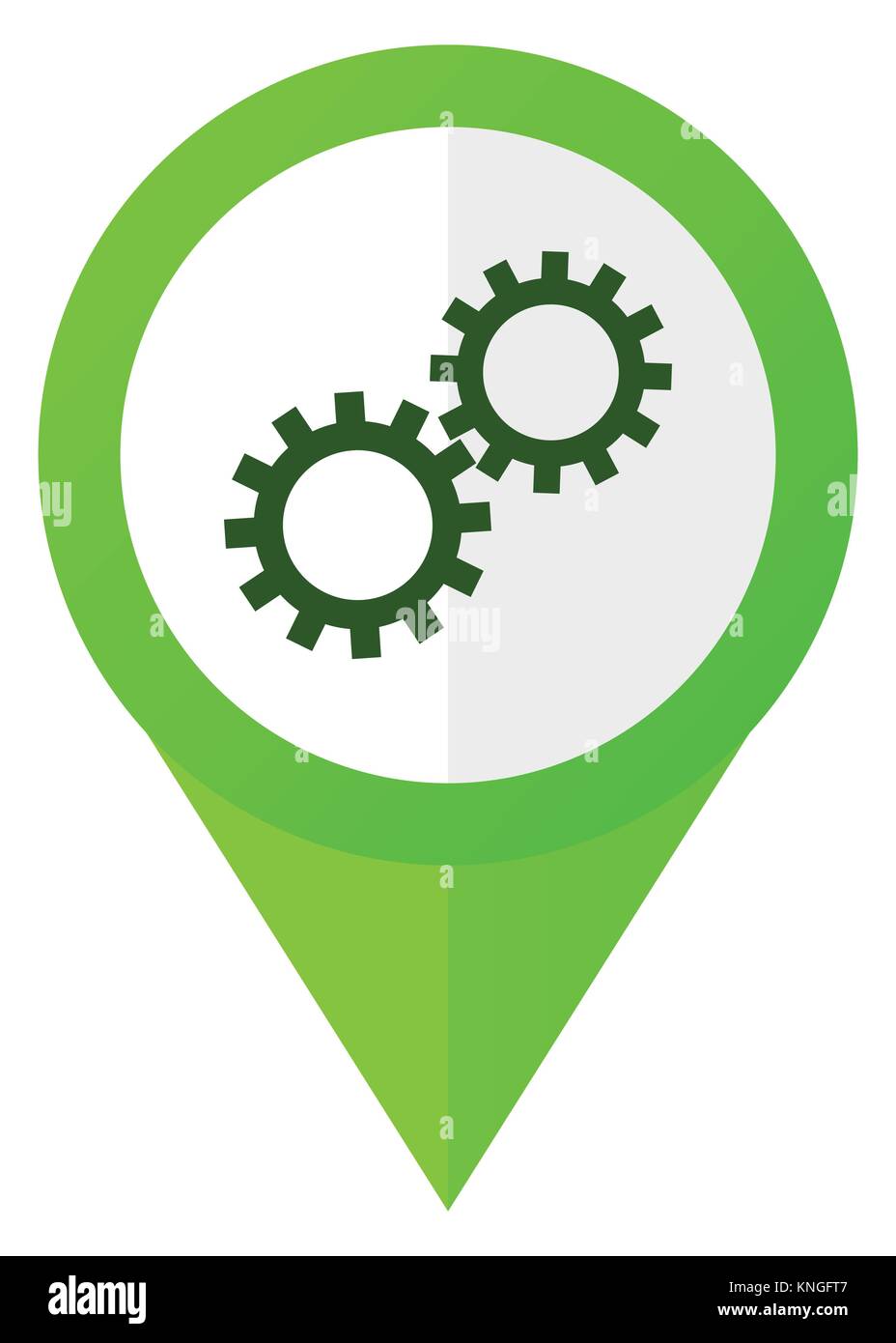 Gear green flat design pointer vector icon in eps 10 isolated on white ...