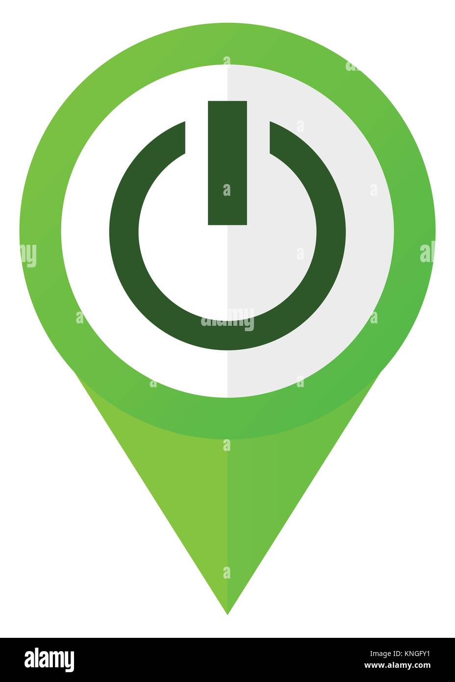 Power green flat design pointer vector icon in eps 10 isolated on white ...