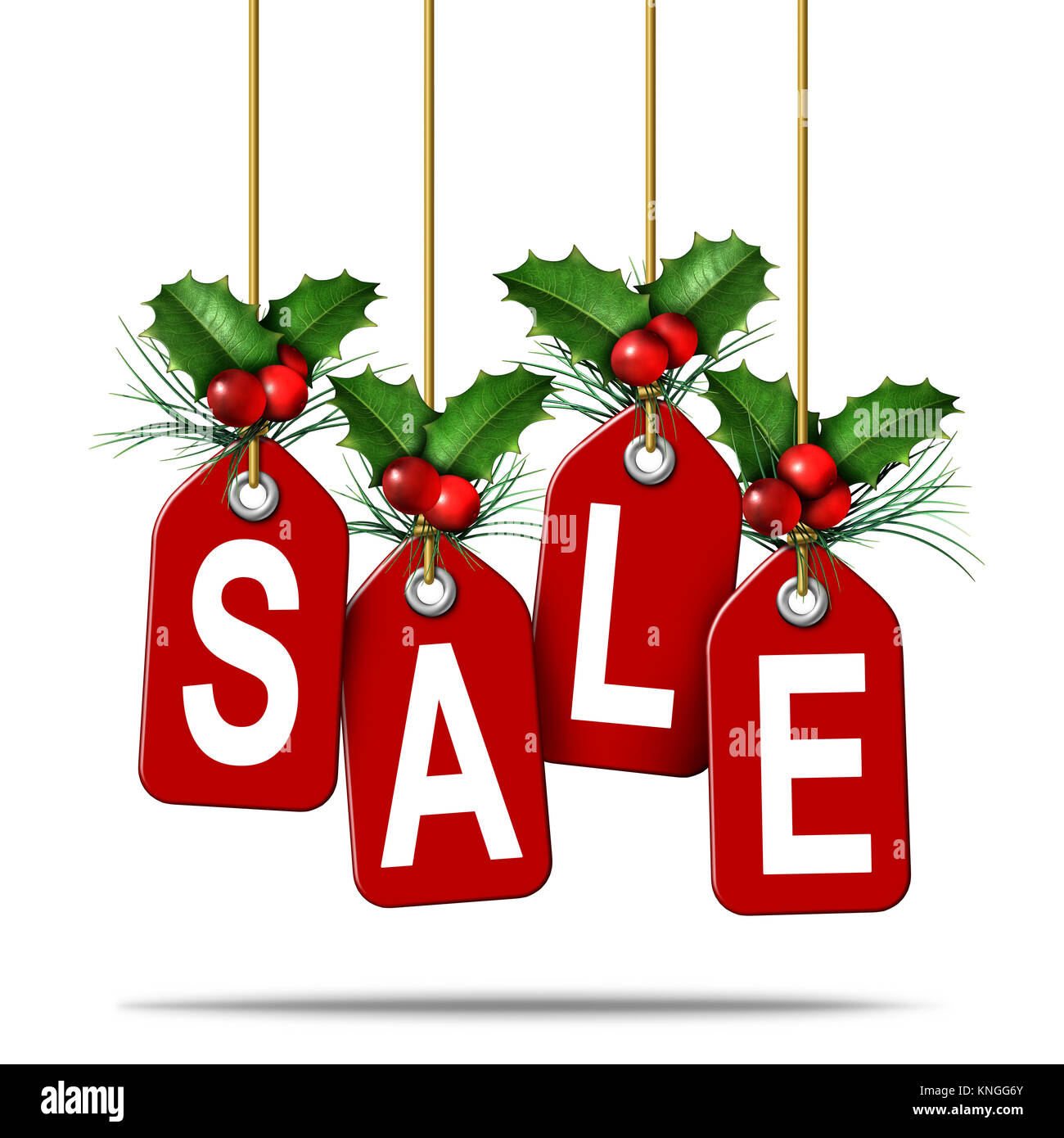 Holiday price tag sale as a christmas sales retail promotion concept as a boxing day or new year special discount symbol as a 3D illustration. Stock Photo