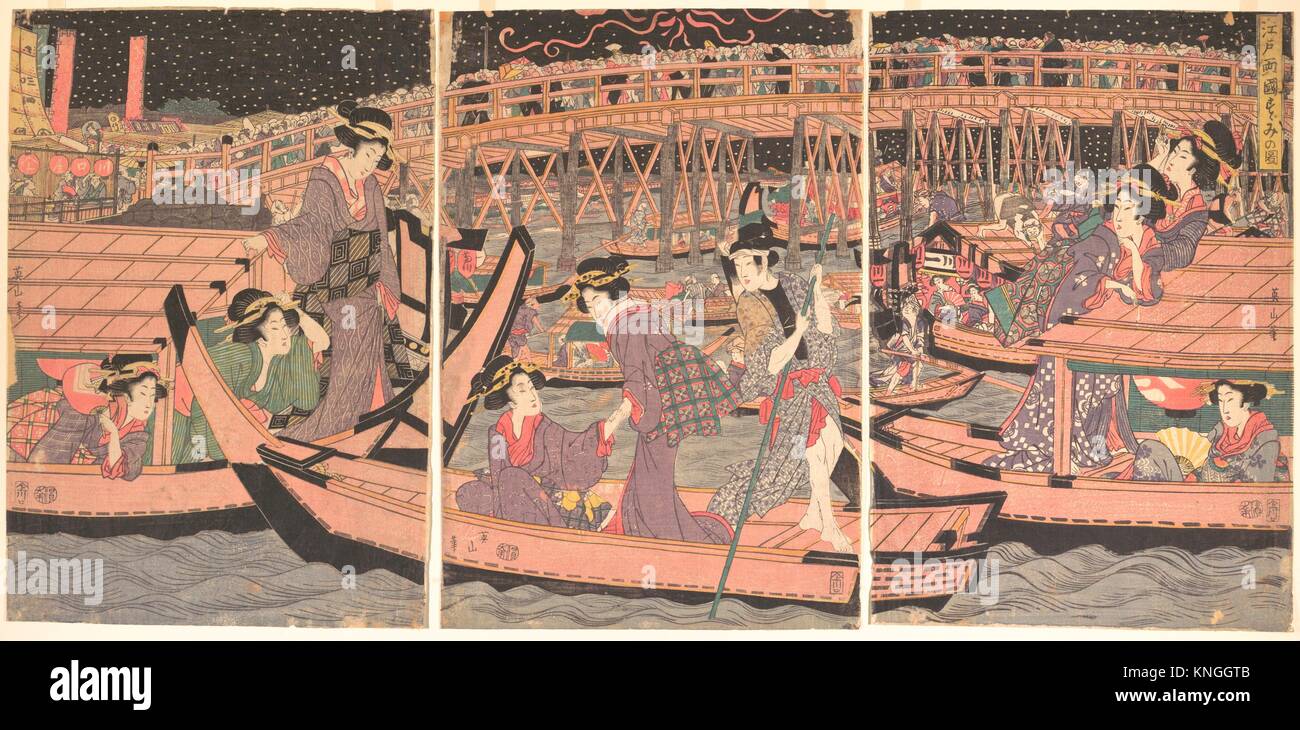 Cooling Off at Ryogoku in Edo. Artist Kikugawa Eizan (Japanese, 1787