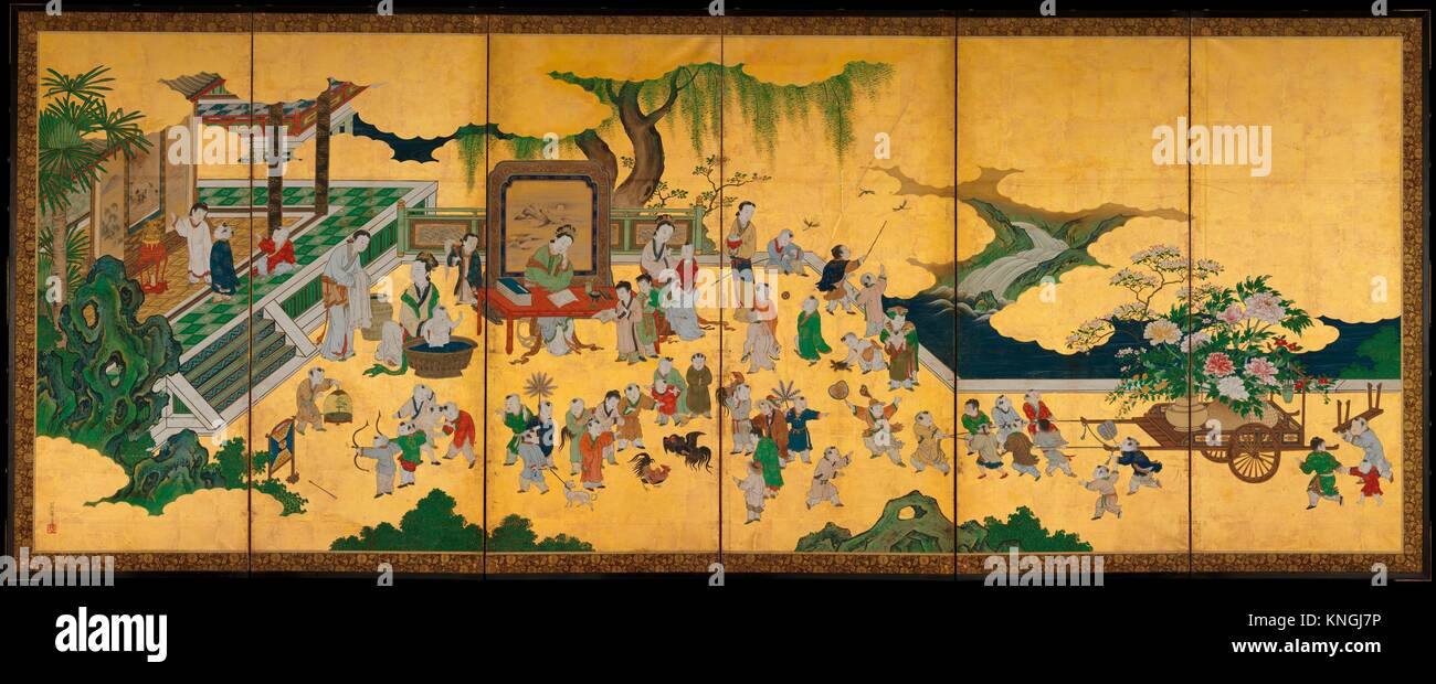 One Hundred Boys. Artist: Kano Eino (Japanese, 1631-1697); Period: Edo ...