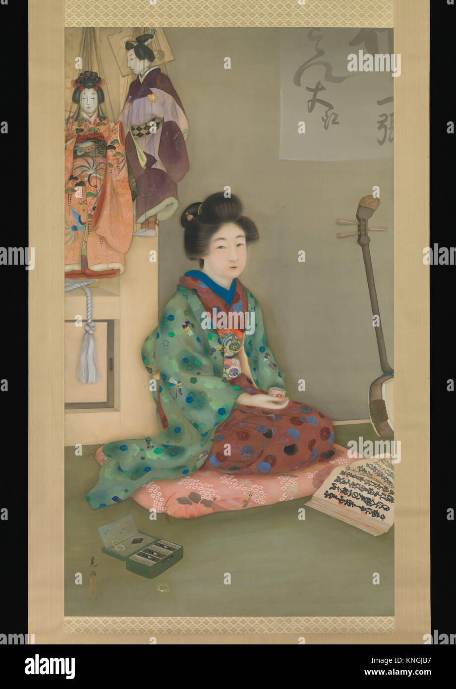 Female Chanter for Joruri Puppet Theater. Artist: Arai Kou (Japanese, active early 20th century); Period: Taisho period (1912-26); Date: ca. 1920; Stock Photo