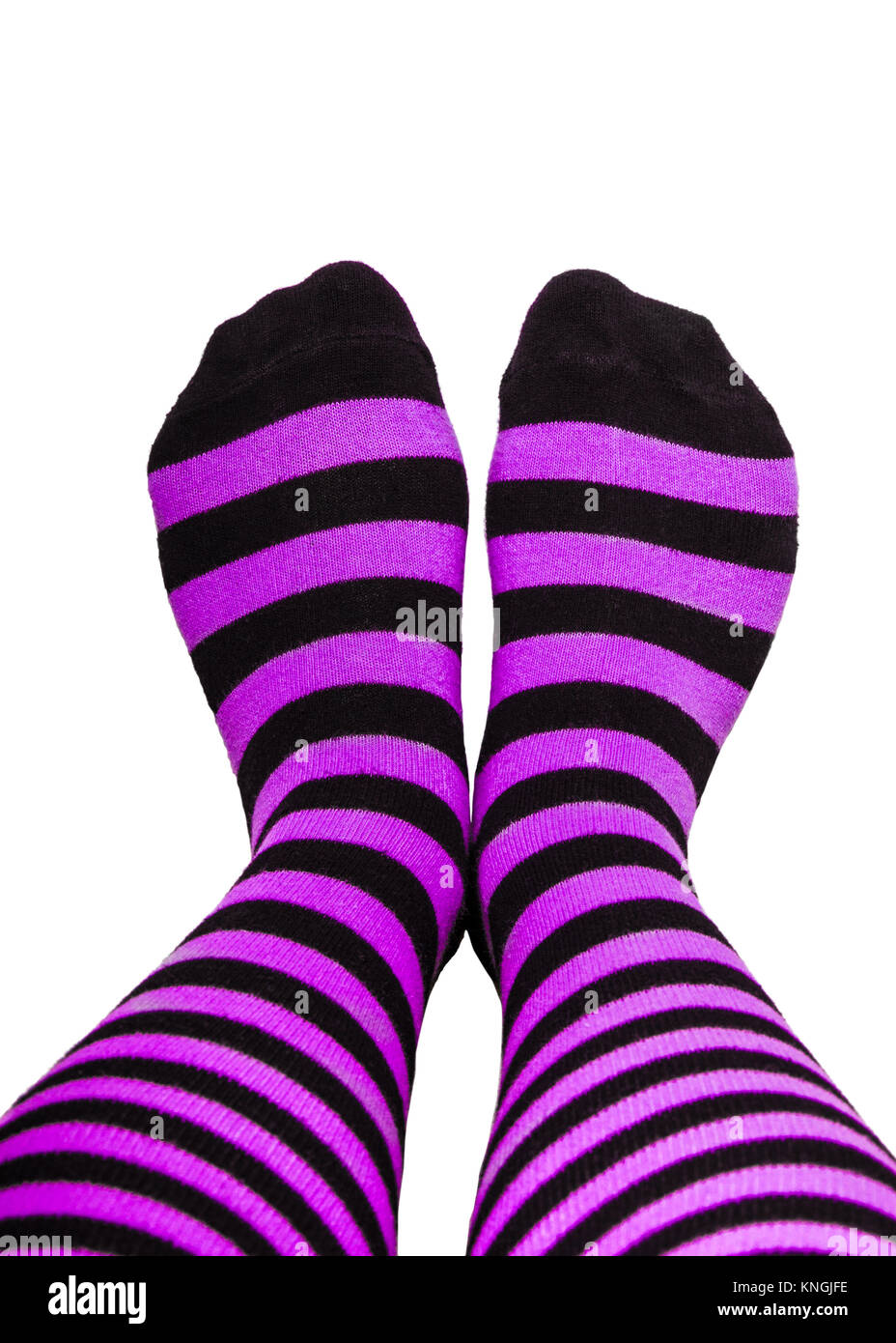 Fun Colorful Striped Socks On Isolated Background Stock Photo Alamy