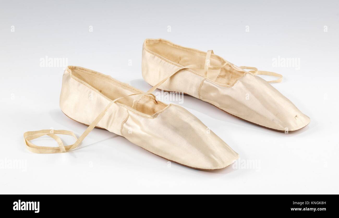 Wedding slippers. Designer: C. Middleton; Date: 1844; Culture: American; Medium: silk Stock Photo