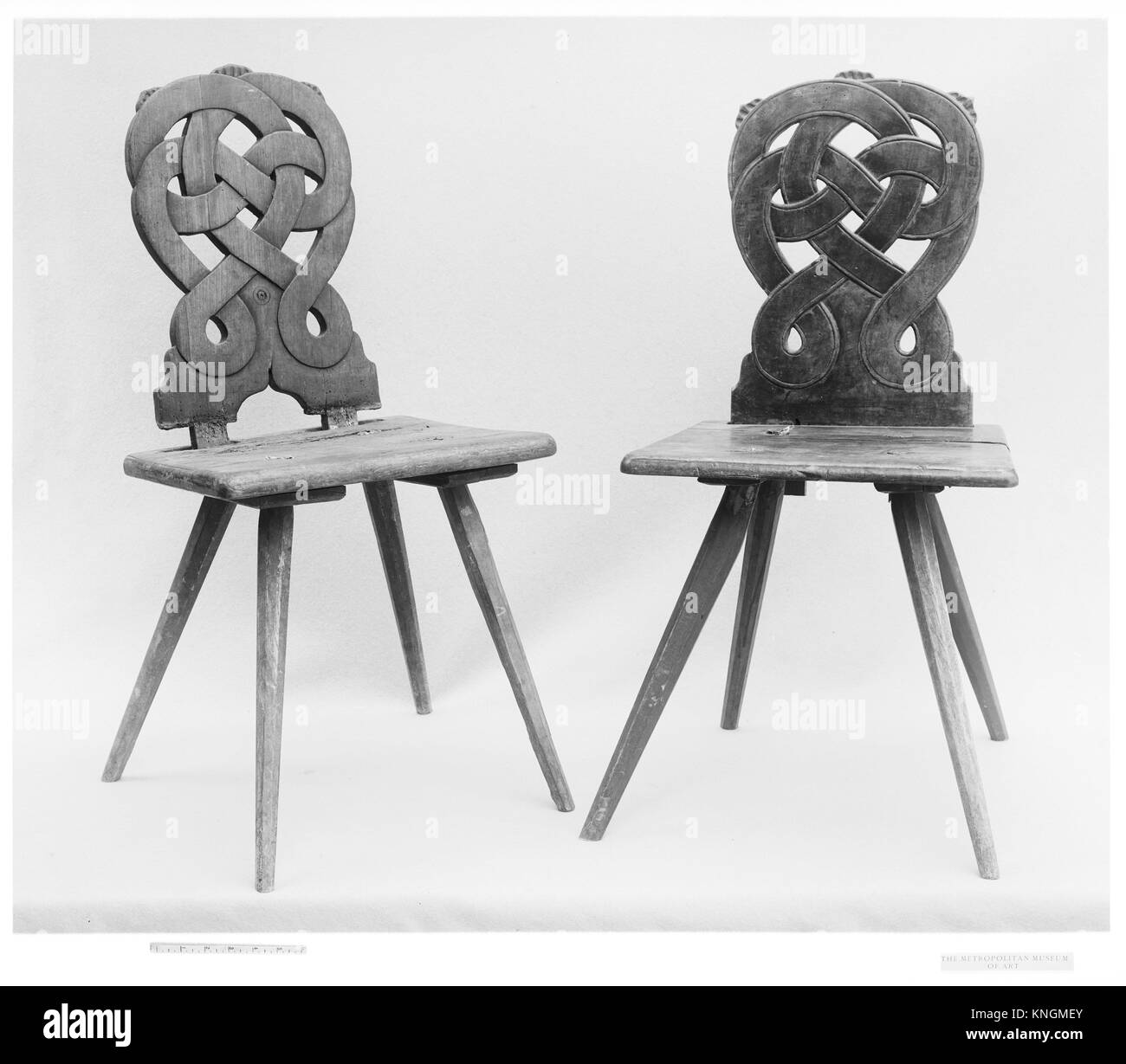 Pair of chairs. Date: 18th century; Culture: German; Medium: Wood; Dimensions: Height (each): 33 in. (83.8 cm); Classification: Woodwork-Furniture Stock Photo