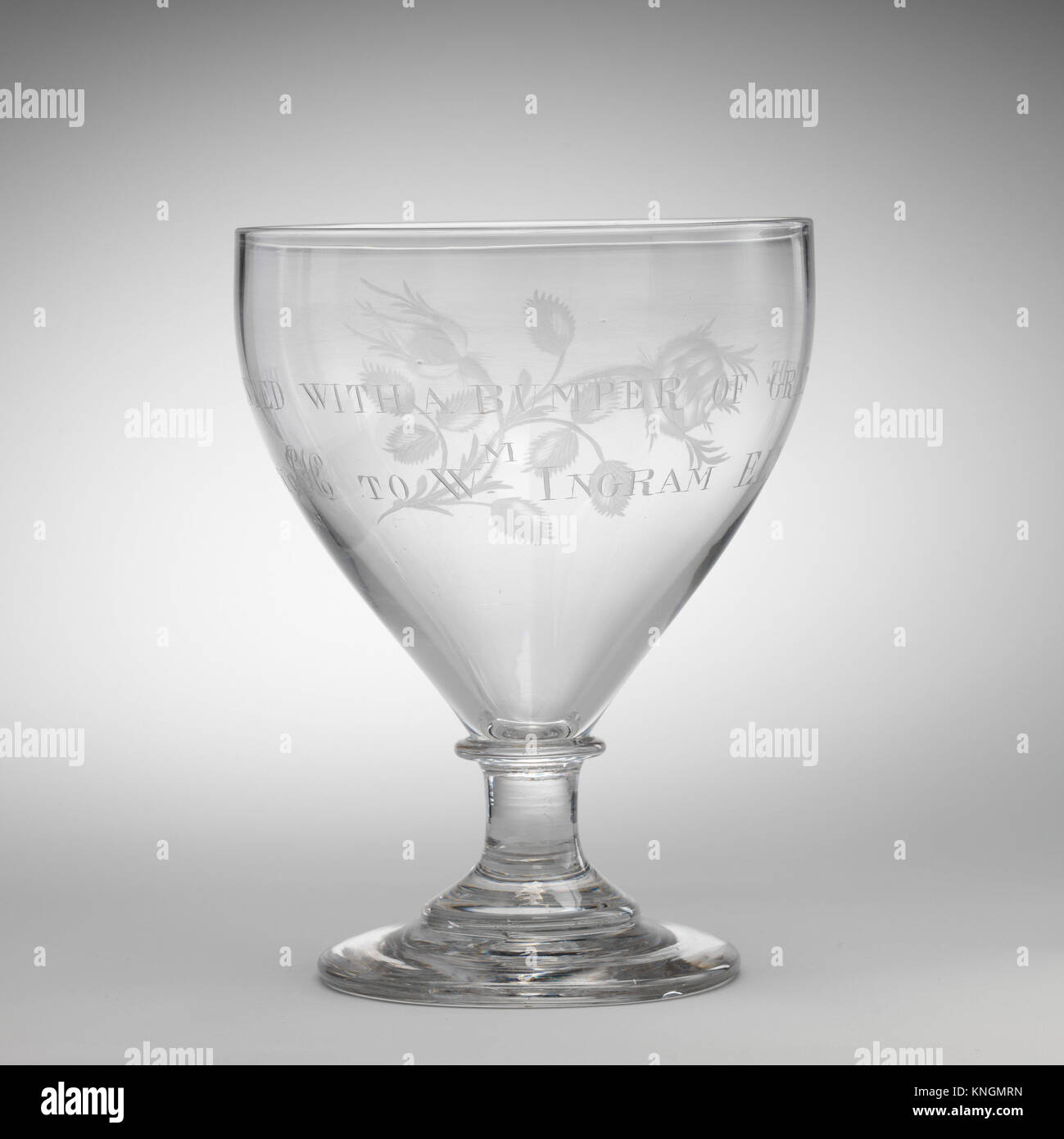 Rummer. Date: late 18th century; Culture: British; Medium: Clear glass; Dimensions: H. 8 1/8 in. (20.6 cm); Diam. 6 1/8 in. (15.6 cm.); Stock Photo