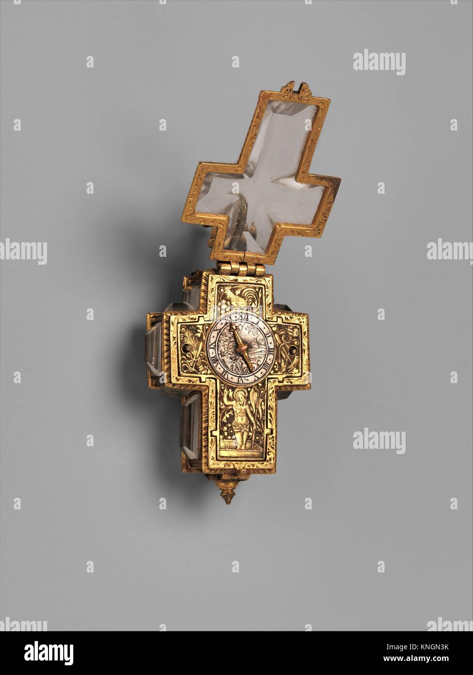 Watch. Maker: Watchmaker: Anthoine Arlaud (born ca. 1590, after 1641); Date: ca. 1620-30; Culture: Swiss, Geneva; Medium: Case: rock crystal, with Stock Photo