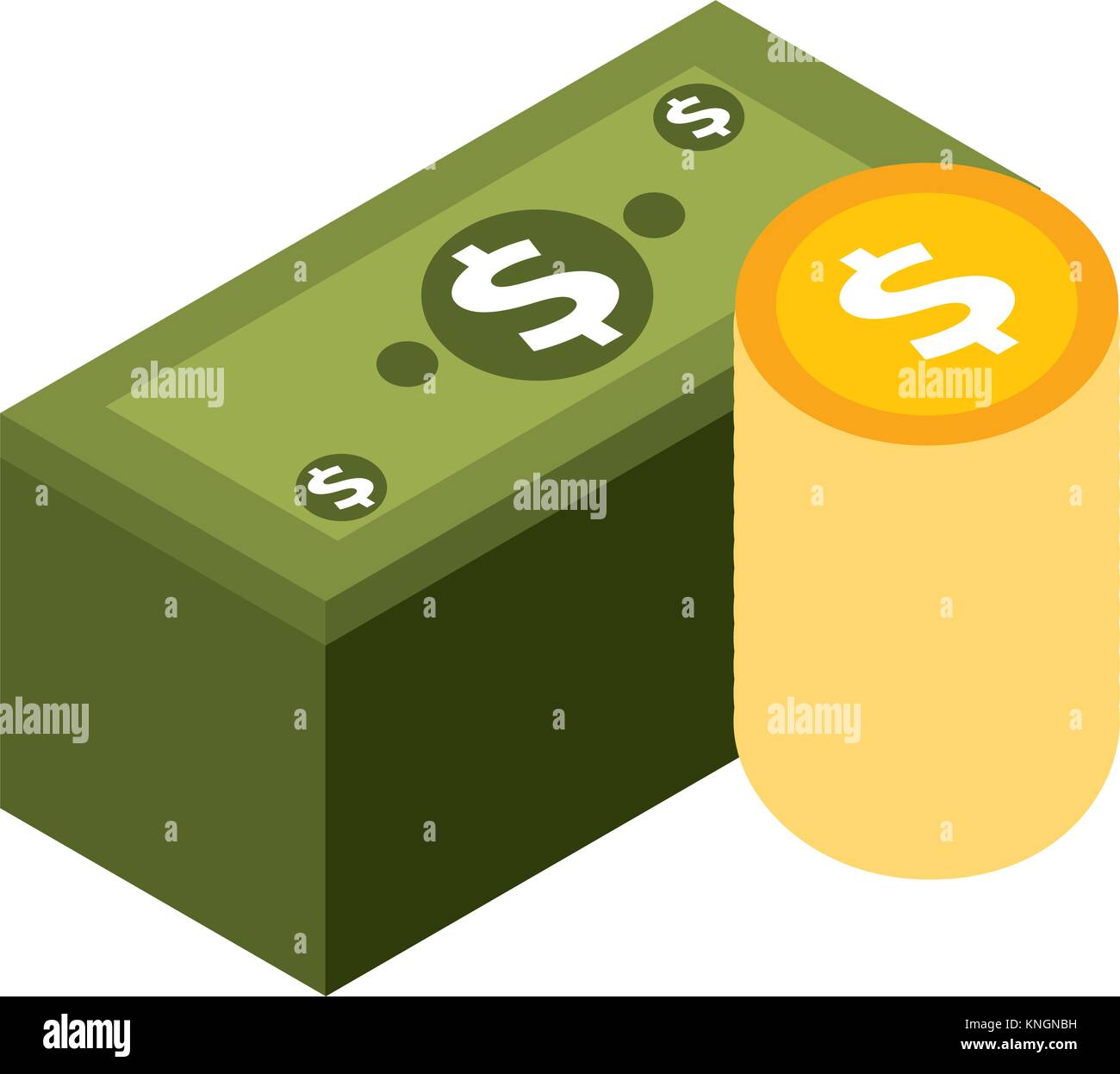 staked banknote and coins currency bank isometric Stock Vector Image