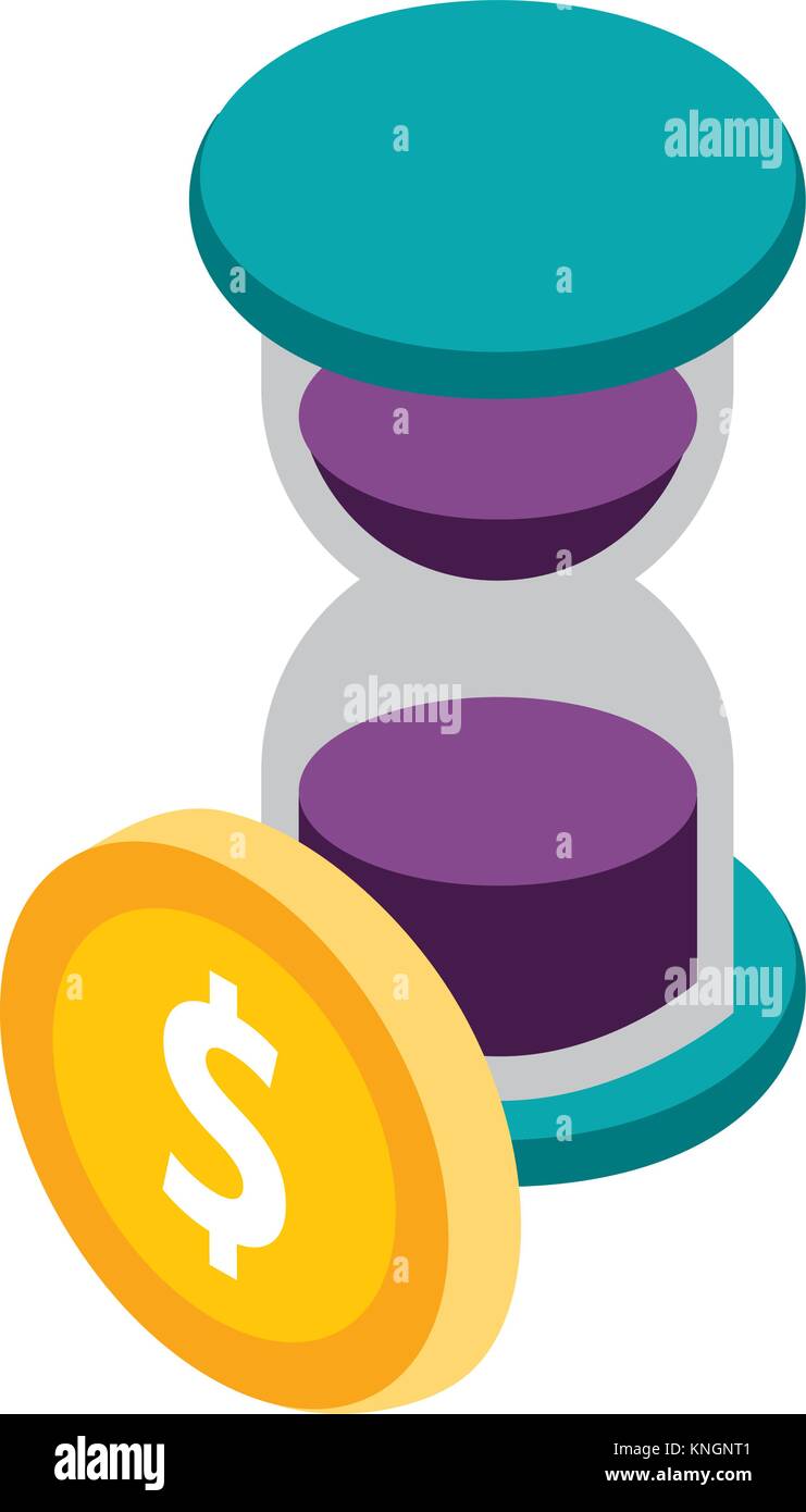 business hour glass time coin money isometric Stock Vector Image & Art ...