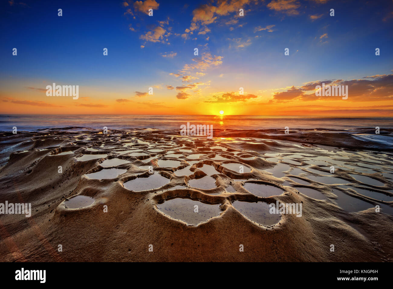Sunset at La Jolla Beach, San Diego. Stock Photo