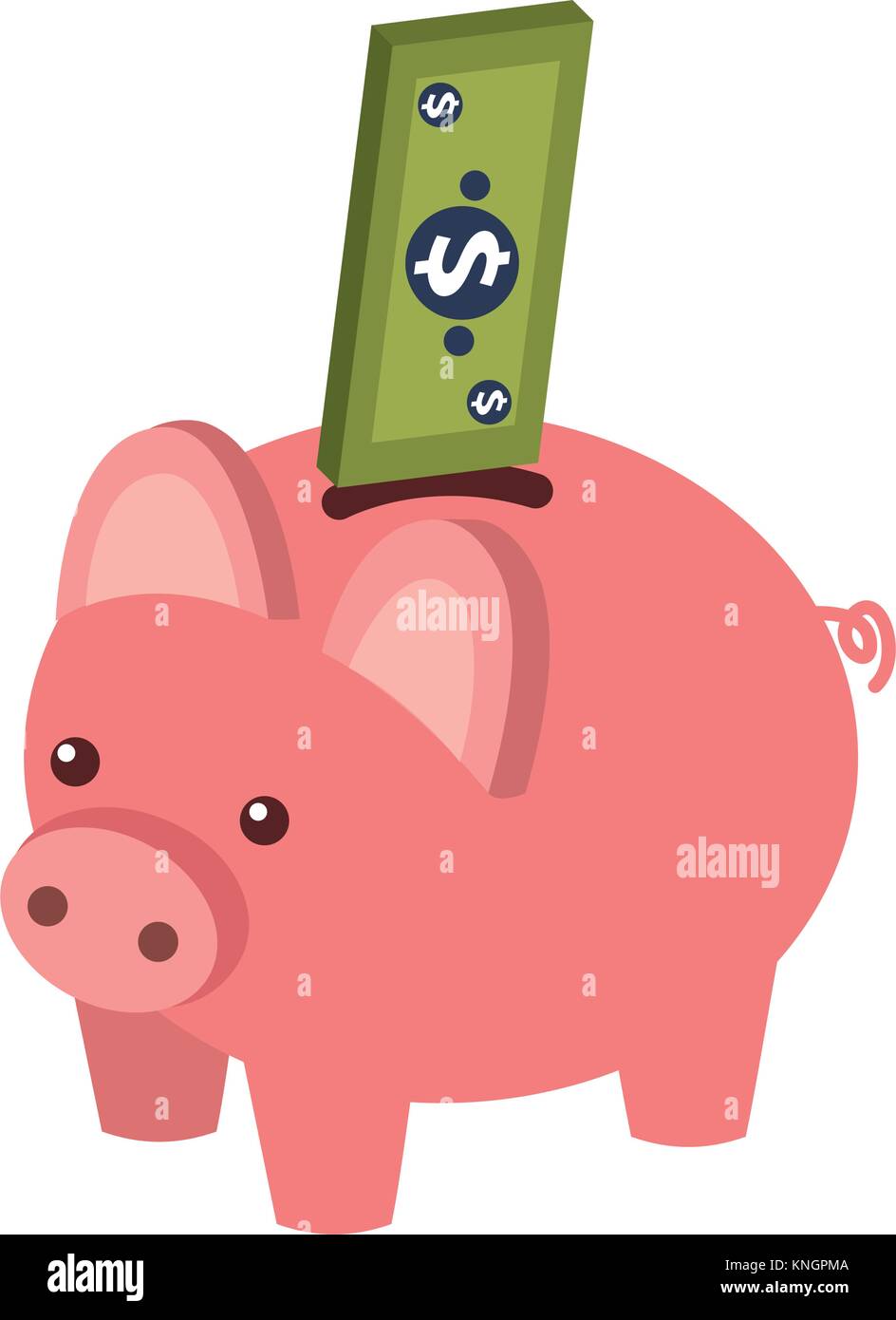 bank piggy with banknote money cash isometric Stock Vector