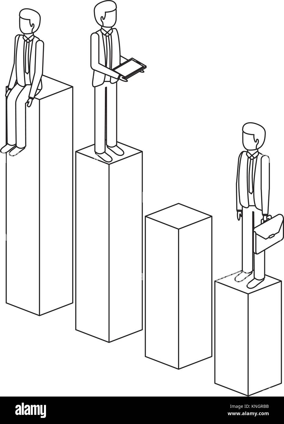 different businessman standing on bar charts their financial status Stock Vector Image & Art Alamy