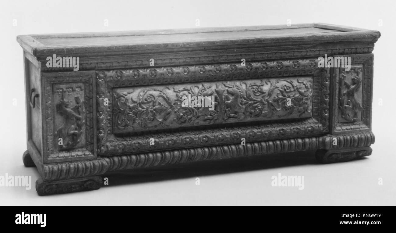 Italian Renaissance Rectangle Chest An Italian Renaissance cassone, a wooden marriage chest with intricate ...