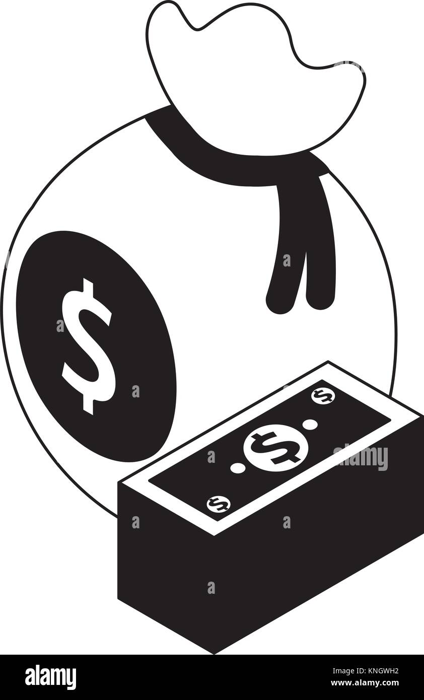 money isometric bag and staked banknote currency Stock Vector Image ...