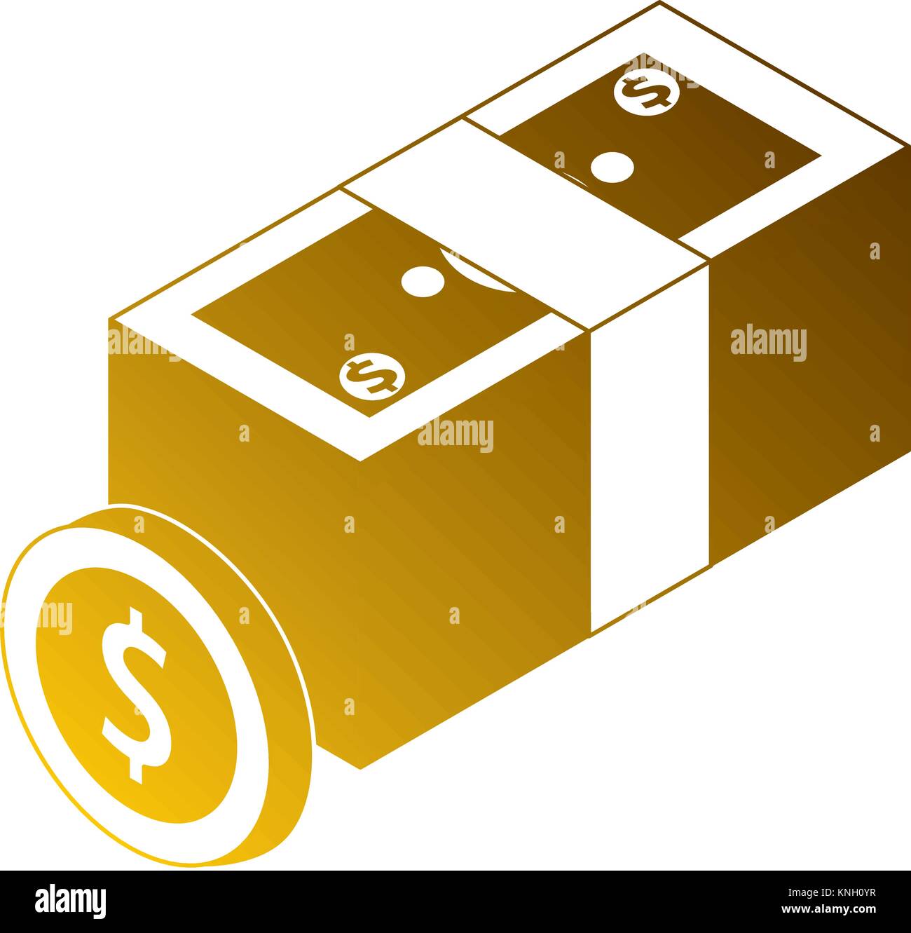 money bundle dollars banknote and coin isometric Stock Vector Image ...