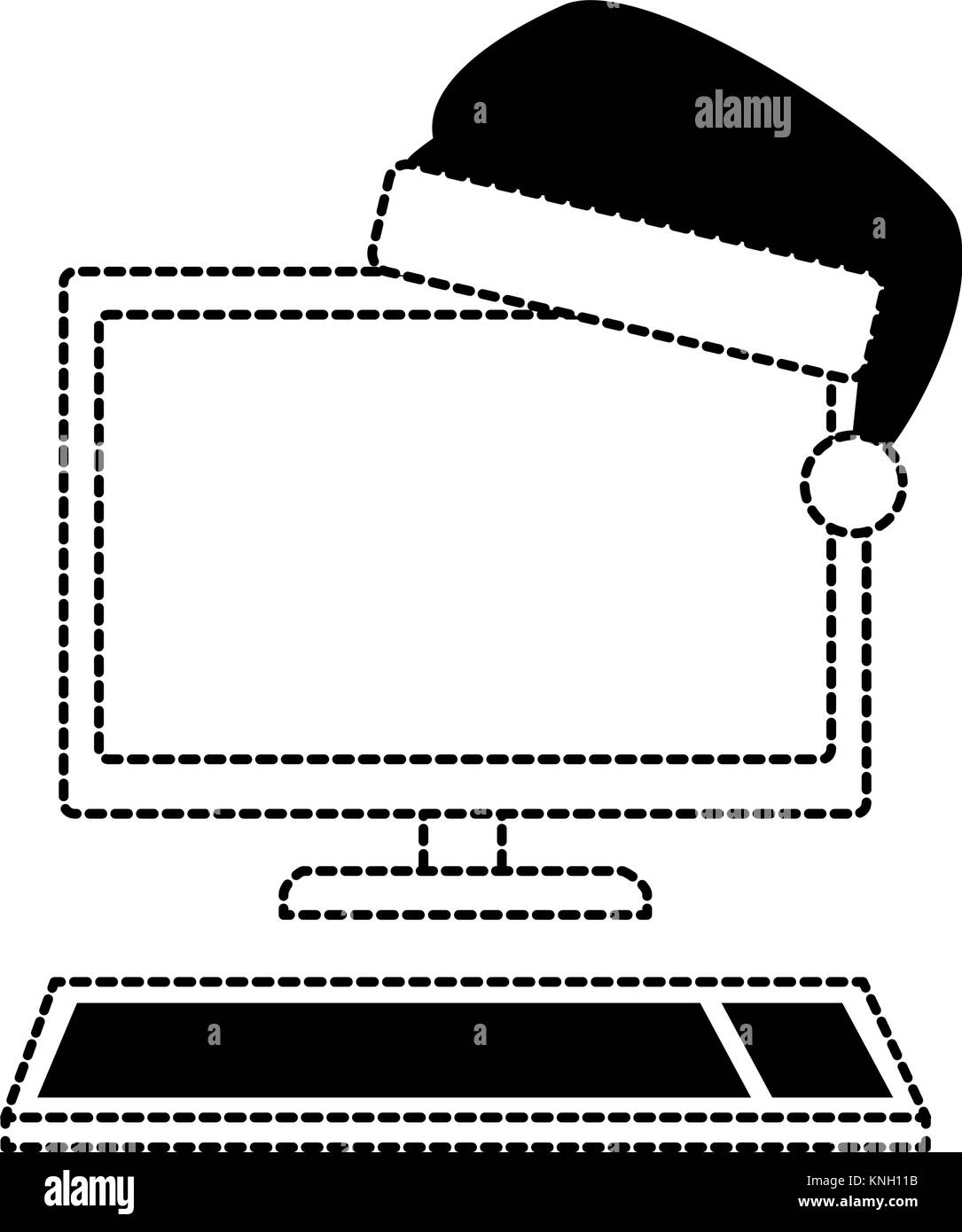 computer desktop with christmas hat vector illustration design Stock ...