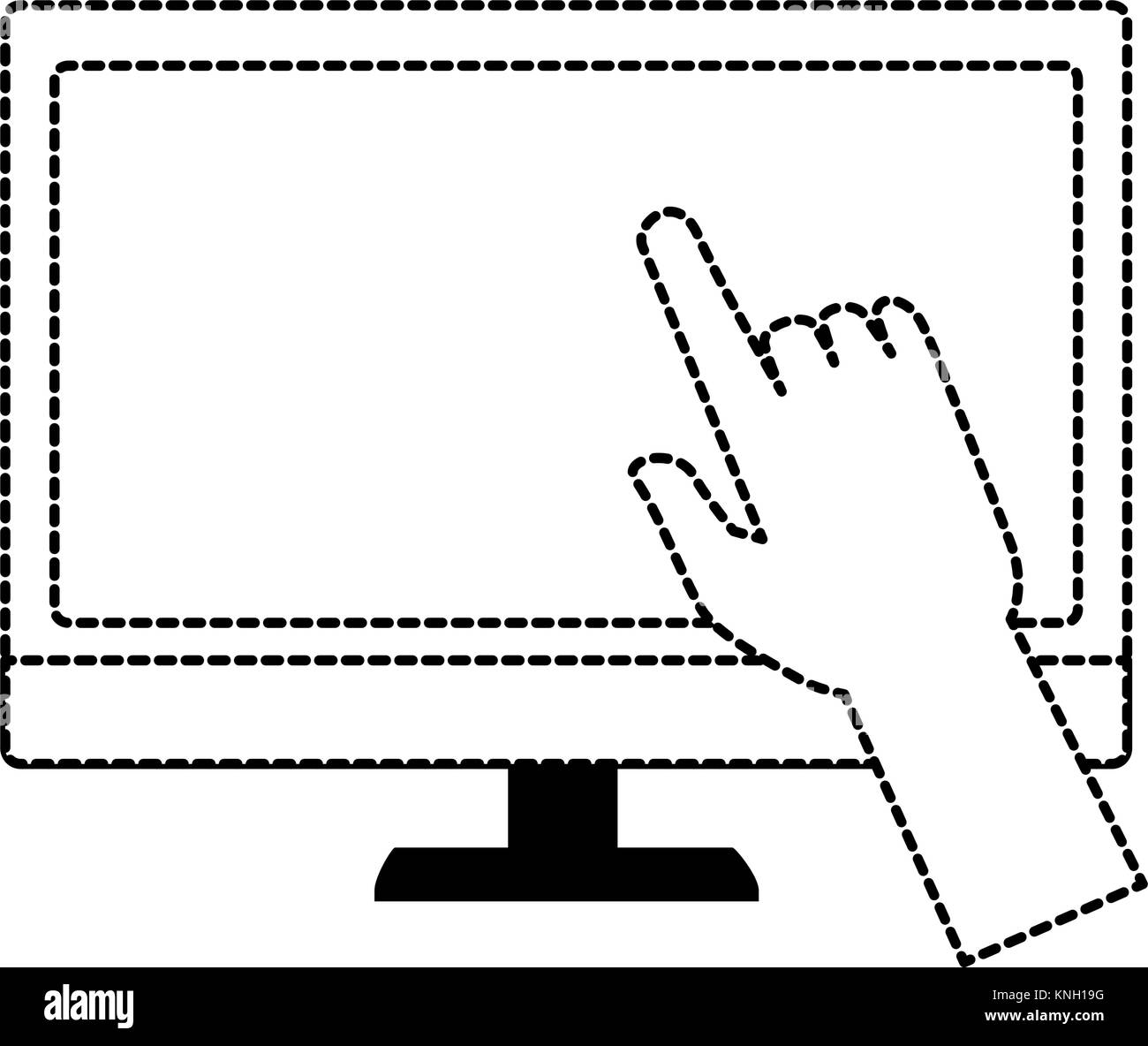 monitor computer with user hand vector illustration design Stock Vector ...
