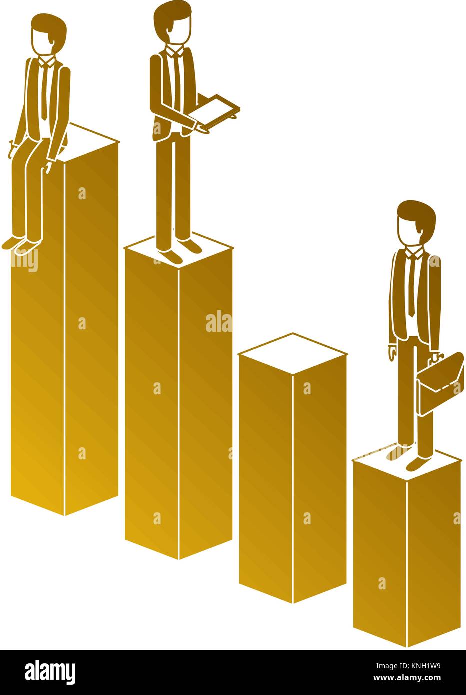 different businessman standing on bar charts their financial status Stock Vector Image & Art Alamy