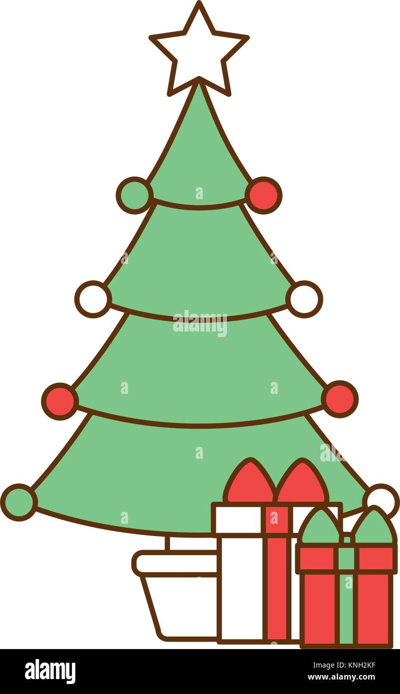 christmas tree with gifts vector illustration design Stock Vector Image ...