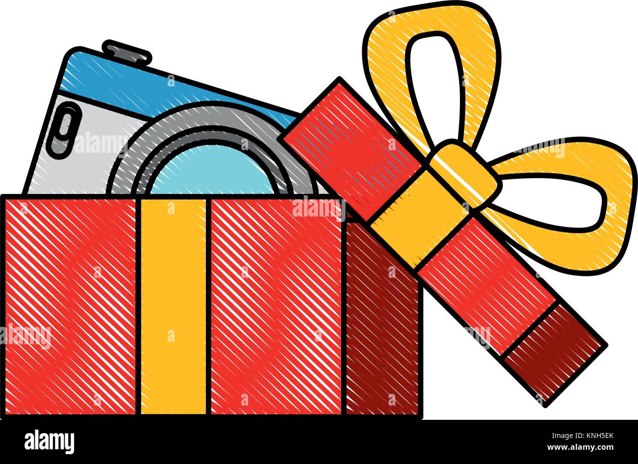 gift box present with camera vector illustration design Stock Vector ...