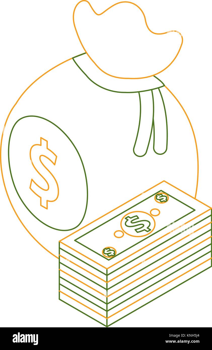 money isometric bag and staked banknote currency Stock Vector Image ...
