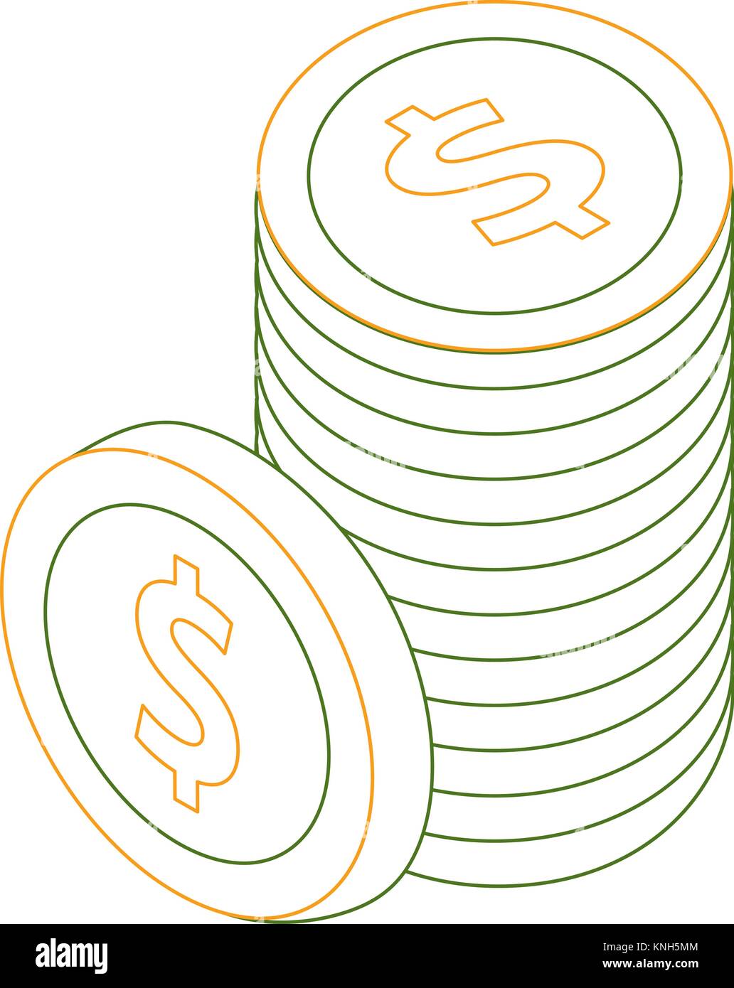 stack of dollar coins currency money isometric Stock Vector Image & Art ...