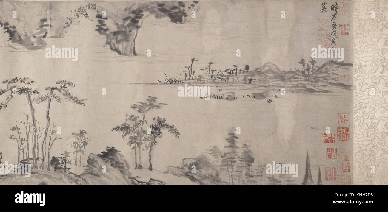 River Landscape. Artist: Xiang Yuanbian (Chinese, 1525-1590); Period: Ming dynasty (1368-1644); Date: dated 1578; Culture: China; Medium: Handscroll; Stock Photo