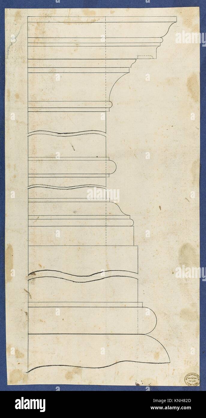 Moldings for Gothic Library Bookcase, from Chippendale Drawings, Vol. II. Artist: Thomas Chippendale (British, baptised Otley, West Yorkshire Stock Photo