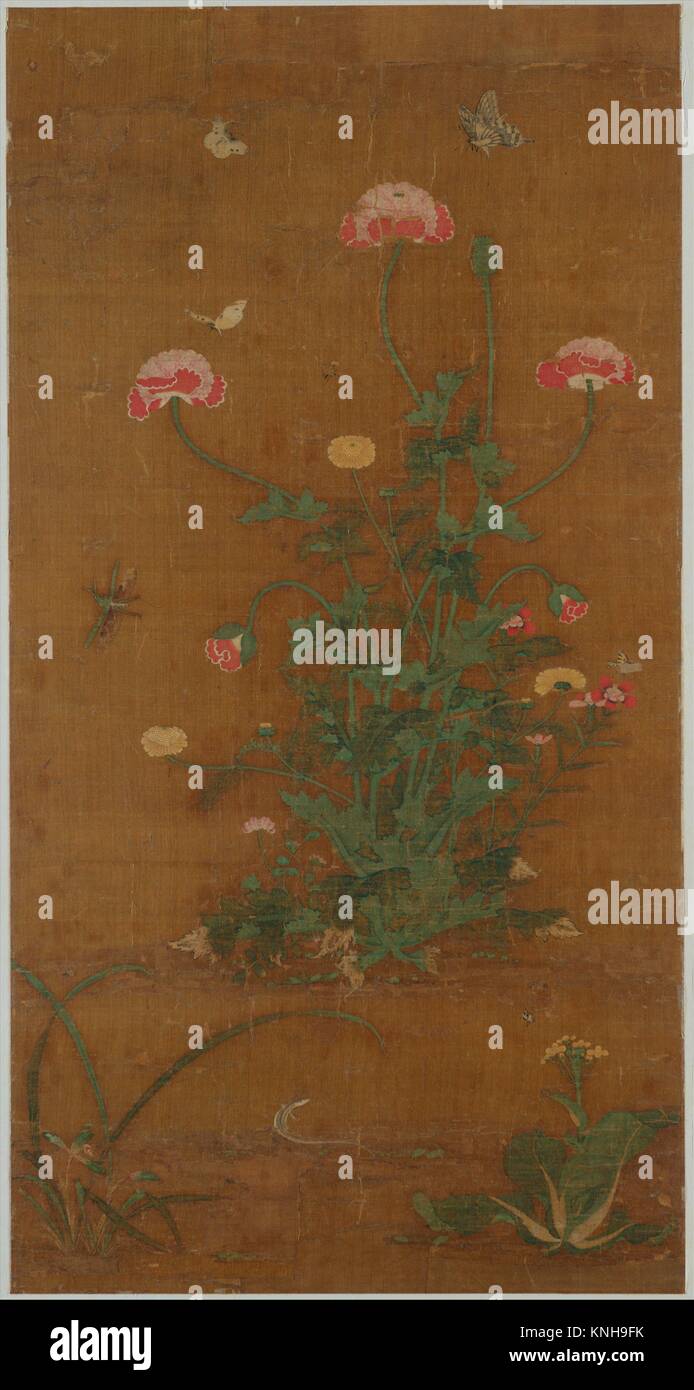 Flowers. Artist: Attributed to Lü Jingfu (Chinese, active late 14th century); Period: Ming dynasty (1368-1644); Date: 14th century; Culture: China; Stock Photo