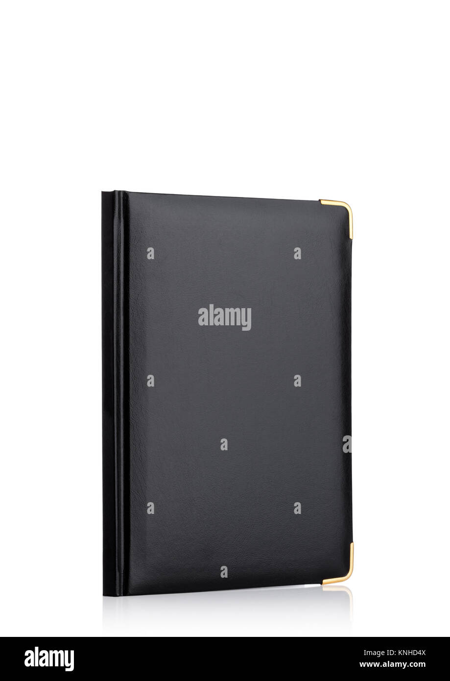 Black leather daily notepad book on white background Stock Photo Alamy
