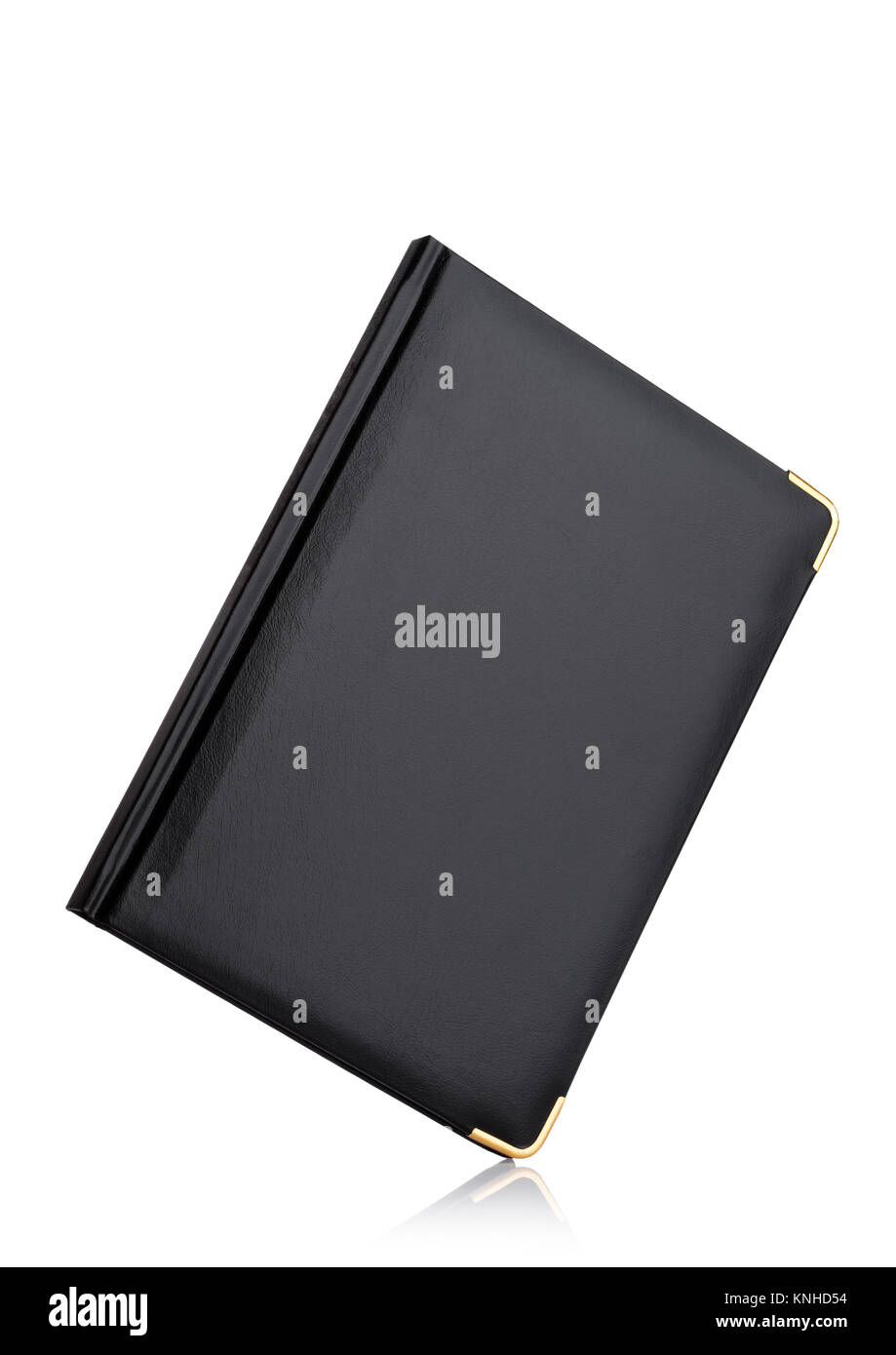 Black leather daily notepad book on white background Stock Photo Alamy
